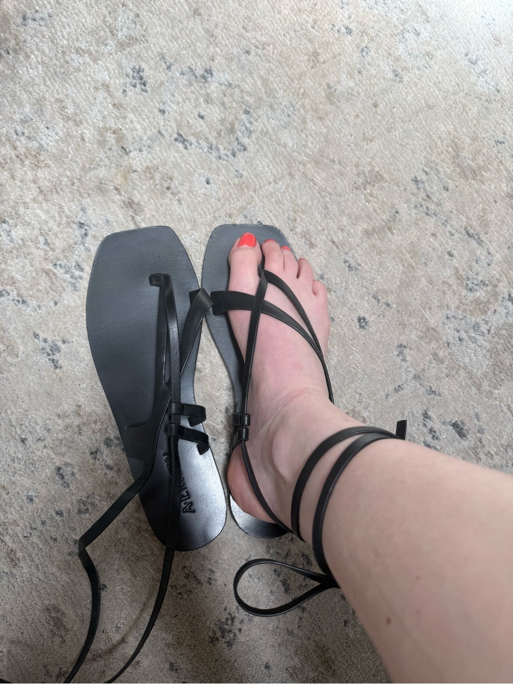 A.Emery Black Strappy Lace-Up Women's Sandals